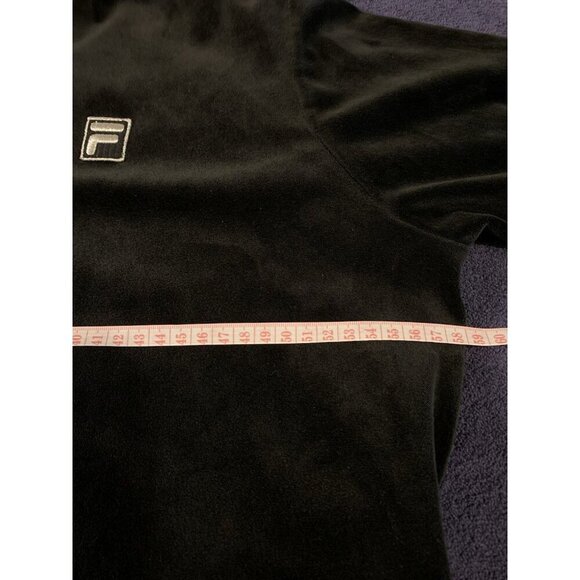 FILA Black Velour Quarter Zip Medium Velvet Hoodie - Picture 8 of 9
